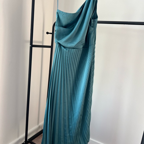 NWT Sam Edelman Beautiful Teal One Shoulder Pleated Dress Sz 8 - Picture 4 of 6
